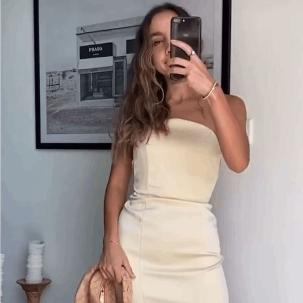 ZARA CREAM SATIN EFFECT MIDI DRESS - Picture 10 of 16